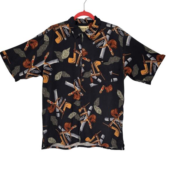 Paradise Coves 100% Brushed Silk Shirt Pipe Cigar Gentlemans Cuban Medium - Picture 1 of 10